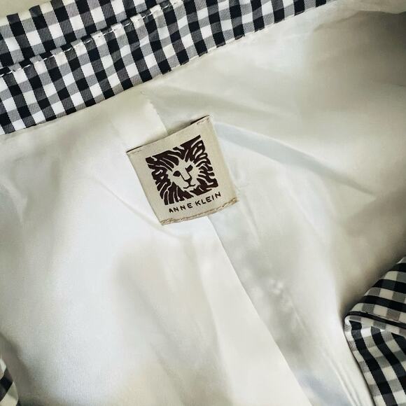 Anne Klein Black Whute Gingham Long Line Jacket Size M Medium - Picture 4 of 9